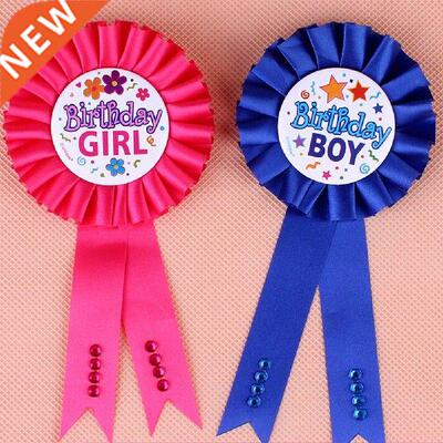 Favors 1PC Birthday Girl Boy Award Ribbon Rosette Badge Pin