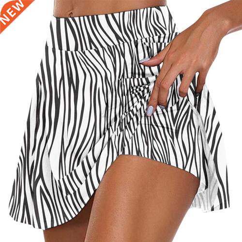 Women Sport Athletic Skirts Yoga Shorts Zebra Letter Print P