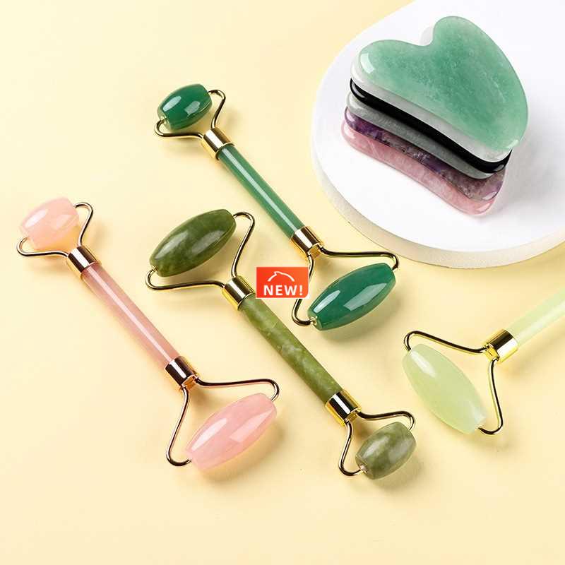 Jade Roller Massager Rose Quartz For Face Natural Real Stone