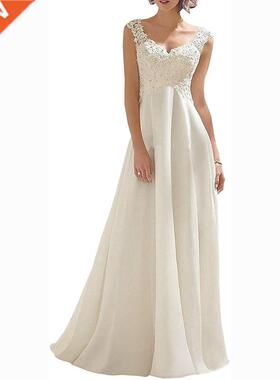 Beach Wedding Dresses White/Lvory Chiffon Lace Appliques Bri
