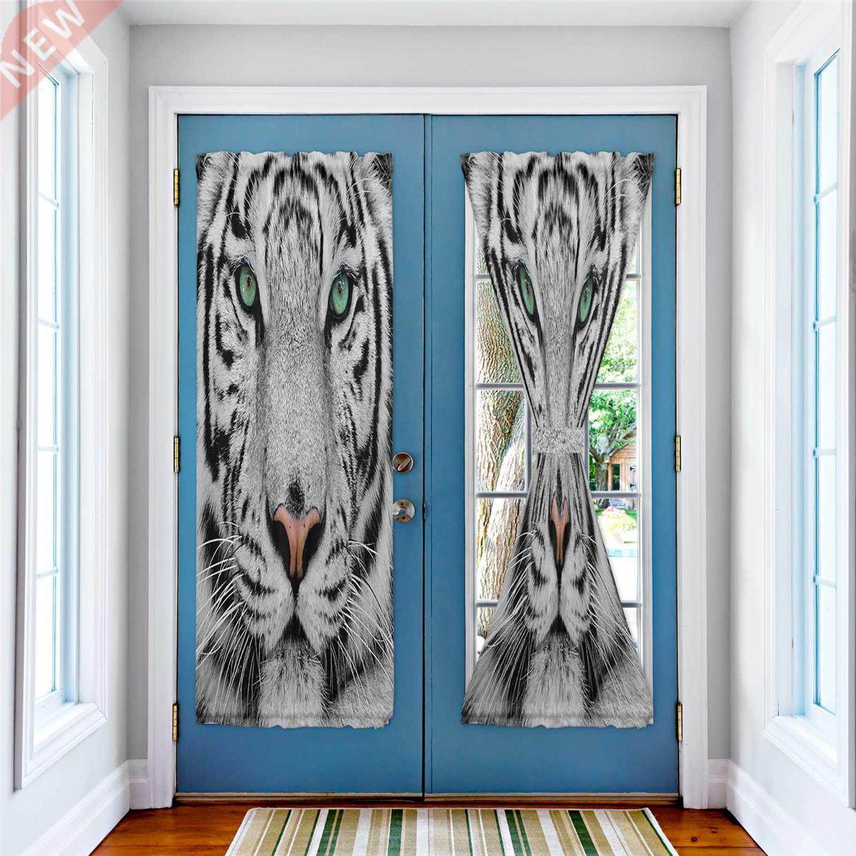 animal green eyes white tiger face modern curtains for