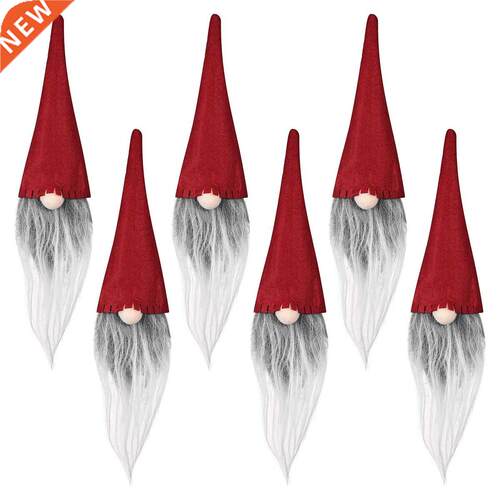 Amosfun 6pcs Red Christmas Hat Bottle Set Cover Bar