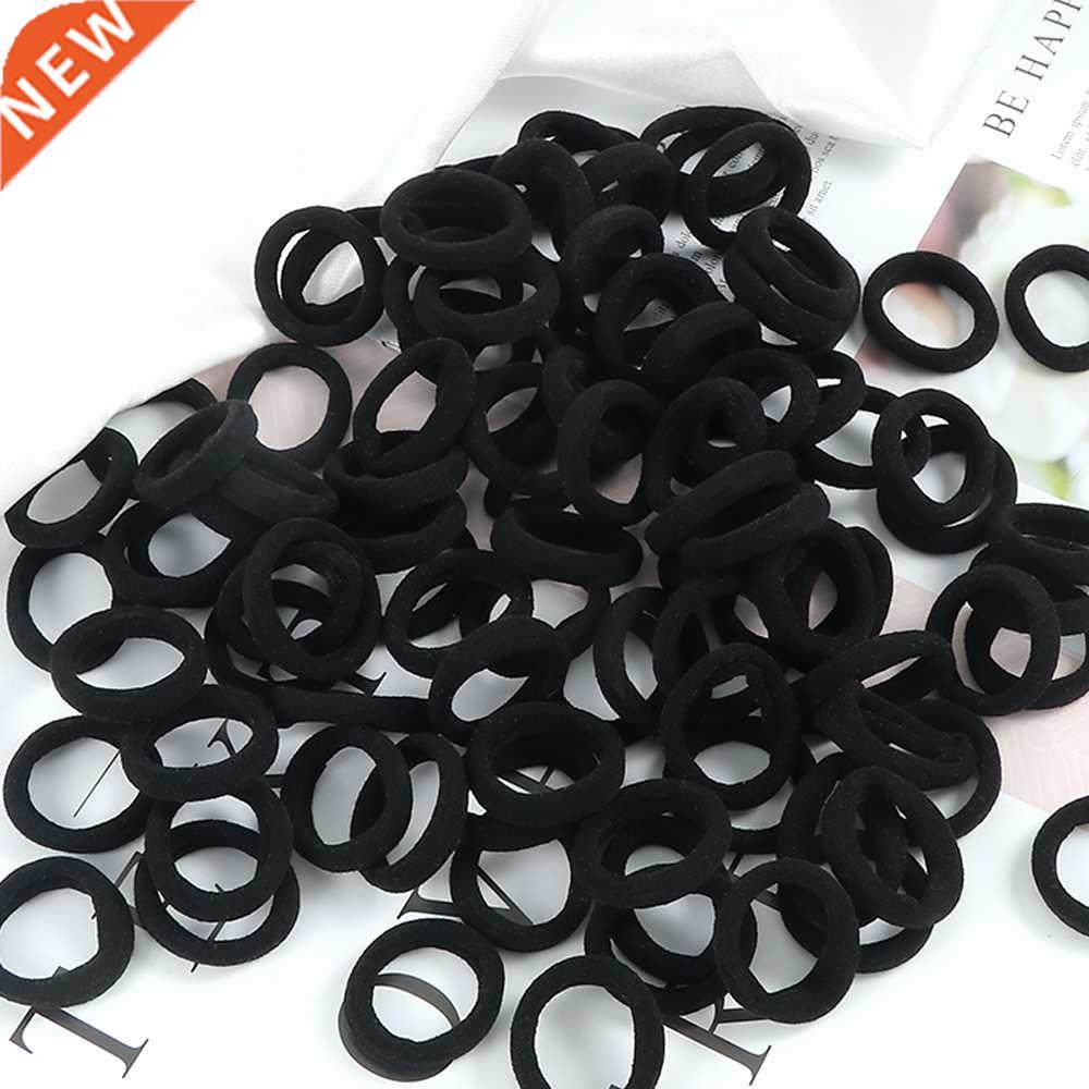 100pcs/set black solid rubber band for women girl nylon smal