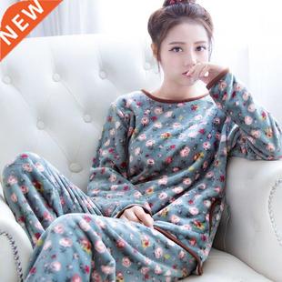 Winter Thick Warm Flannel Pajamas Women's Casual Cute Cartoo