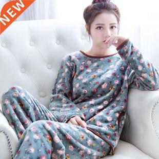 Flannel Cute Warm Casual Pajamas Thick Winter Women Cartoo