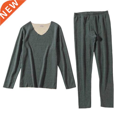 AB Face Two-color Velvet Thermal Underwear Set Traceless V-n