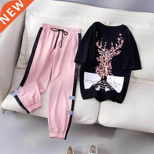 Two Piece Set Women Fashion Sport casual suit Flower Letter