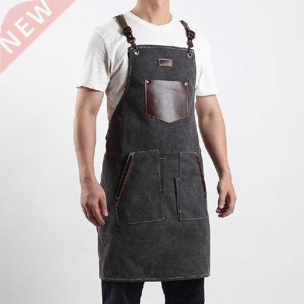 Canvas Apron Vintage Durable Waterproof Genuine Leather