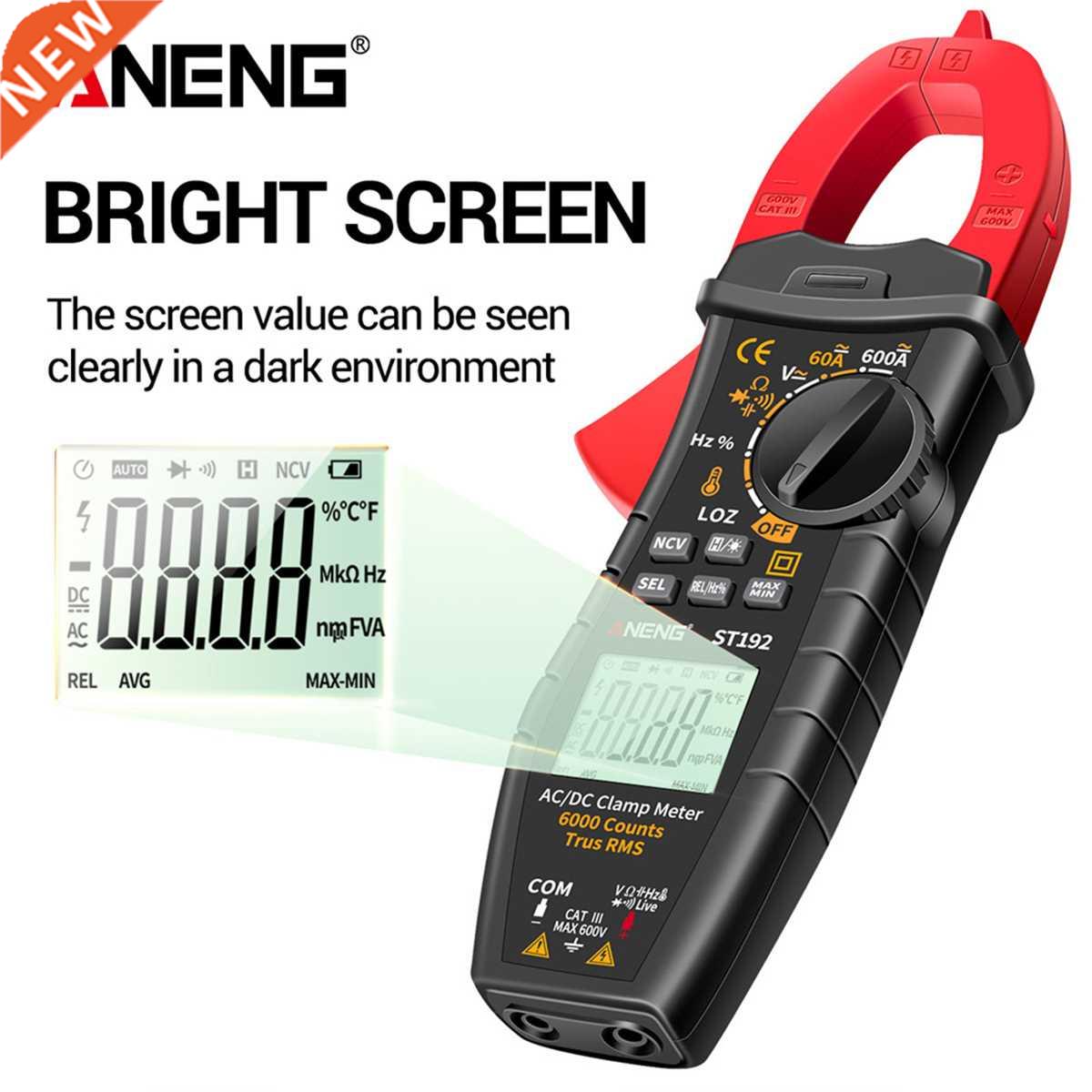 ANENG ST192 600A DC AC Clamp Meter 6000 Counts Auto-ranging