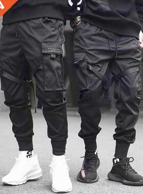 Harajuku Fashion Ribbons Harem Joggers Men's Cargo Pants Sre