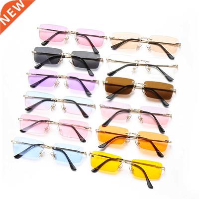 Fashion Rectangle Rimless Sunglasses Luxury Design Women Uni