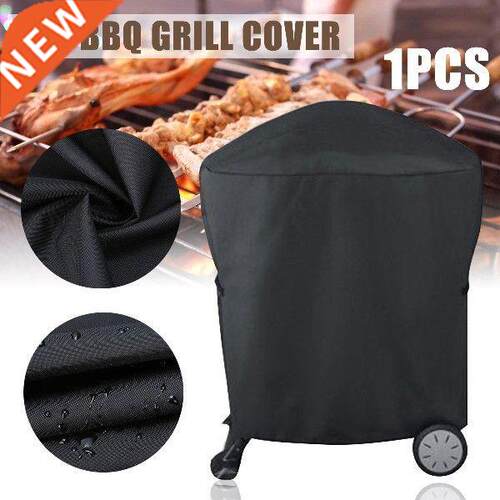 1 Pc Black Waterproof BBQ Grill Cover Barbeque Rolling Cart