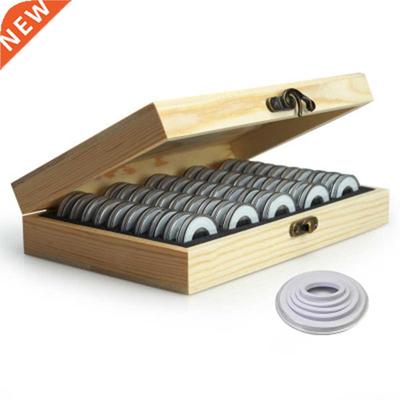 Wooden Display Holder 50Pcs Coin Storage Box Commemorative