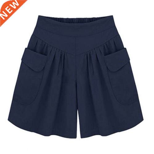Casual Women A Line Shorts Female Solid Color Loose Shorts W
