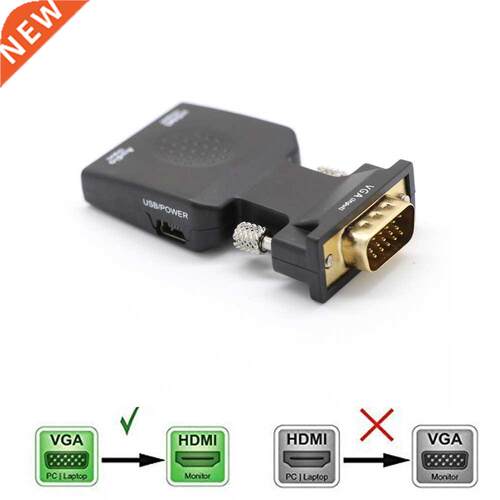 1080P VGA Male To HDMI Female Converter Adapter Box Audio Po