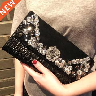 Women Genuine leather Clutch Bag Horse hair Evening Wedding