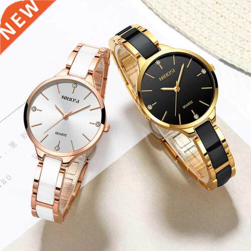 NIBOSI Women Wrist Watch Ceramic Bracelet Watches Ladies Cre