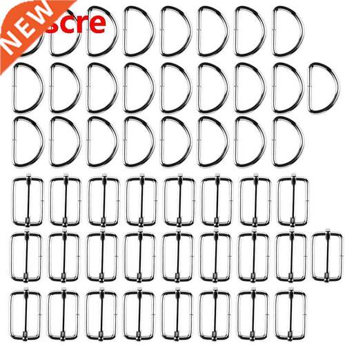 25 PCS Half Round Shaped D Shape Rings + 25 PCS Metal Slide