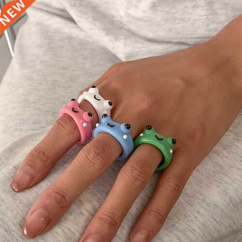 Frog Ring Polymer Clay Resin Rings for Girls Animal Jewelry