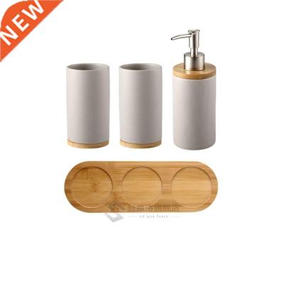 Ceramic Bamboo toothbrush holder cup Bathroom accessories se