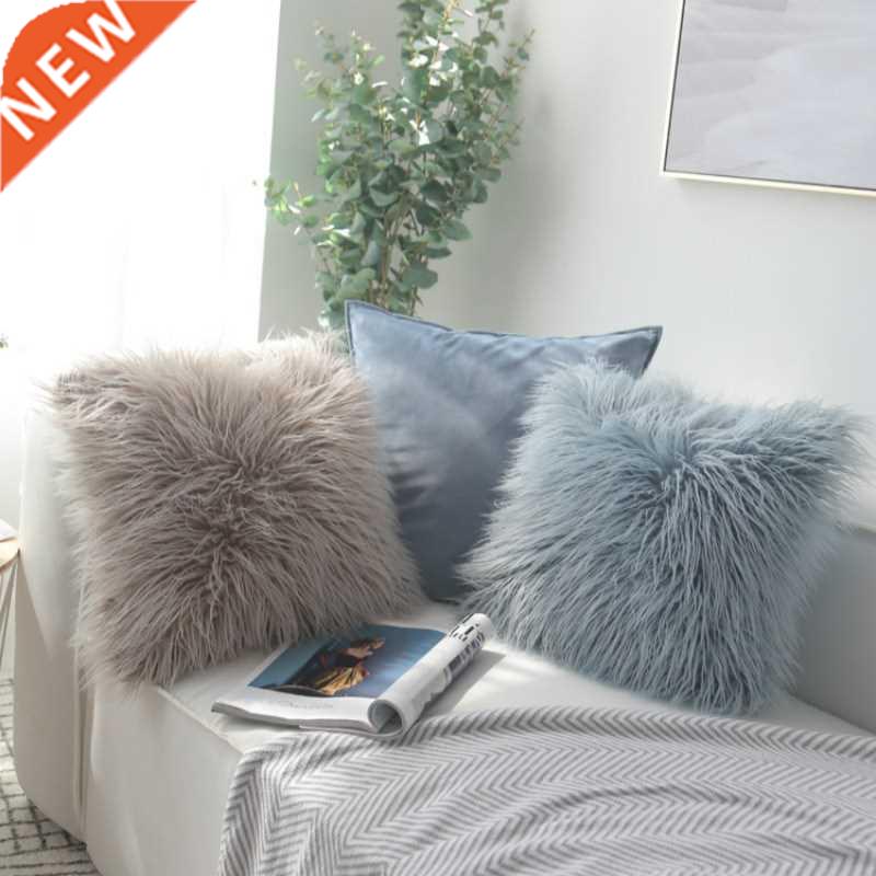 Nordic Plush Pillowcase Wool Faux Fur Cushions Sofa Bed Furr图片