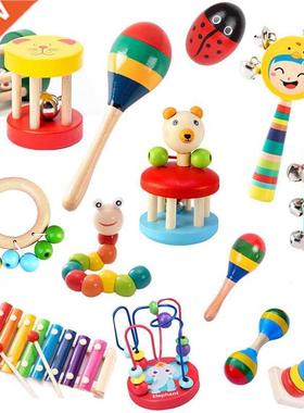 Montessori Wooden Rattles For Baby Crib Toys Baby Rattle Edu