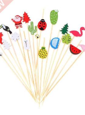 50/100pc12cm Heart Flower Bamboo Pick Buffet Cupcake Fruit