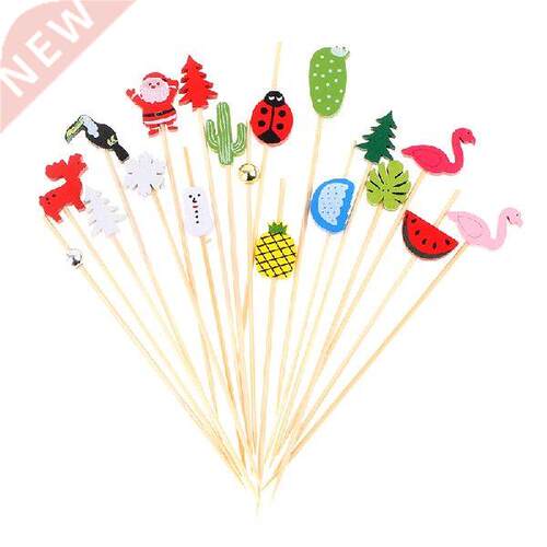 50/100pc12cm Heart Flower Bamboo Pick Buffet Cupcake Fruit