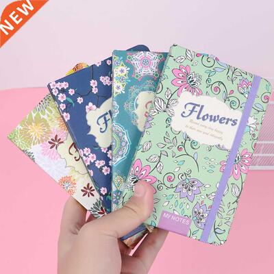 Mini 96 Sheets A6 Small Floral Notebook Strap Hardcover Hand