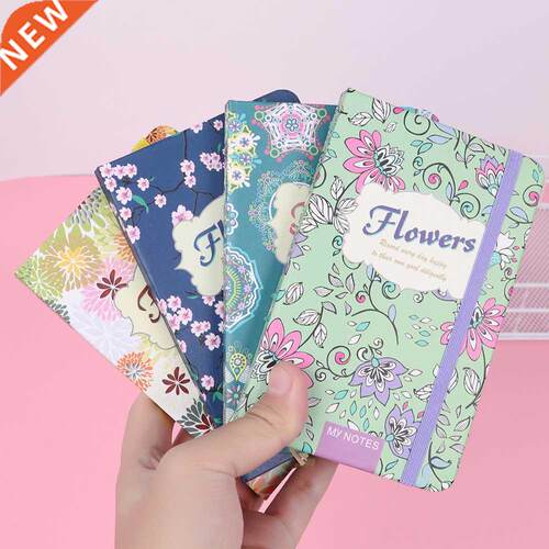 Mini 96 Sheets A6 Small Floral Notebook Strap Hardcover Hand