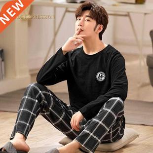 Autumn Winter Knitted Cotton Cartoon Men's Pyjamas Couple Pa