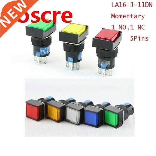 1pc Momentary 16mm NO NC Neon Light Rectangle Pushbutton Swi