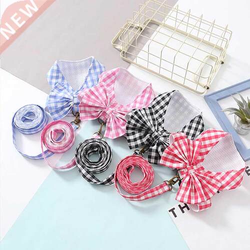Adjustable Dog Harness Vest with Leash Set Lattice Puppy Clo