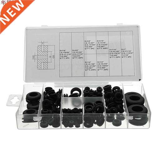 180Pcs/Box Rubber Grommet Retaining Ring Set 8 Sizes Grommet