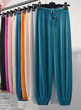 Spring/summer 2021 new ice silk chiffon pleated pants women