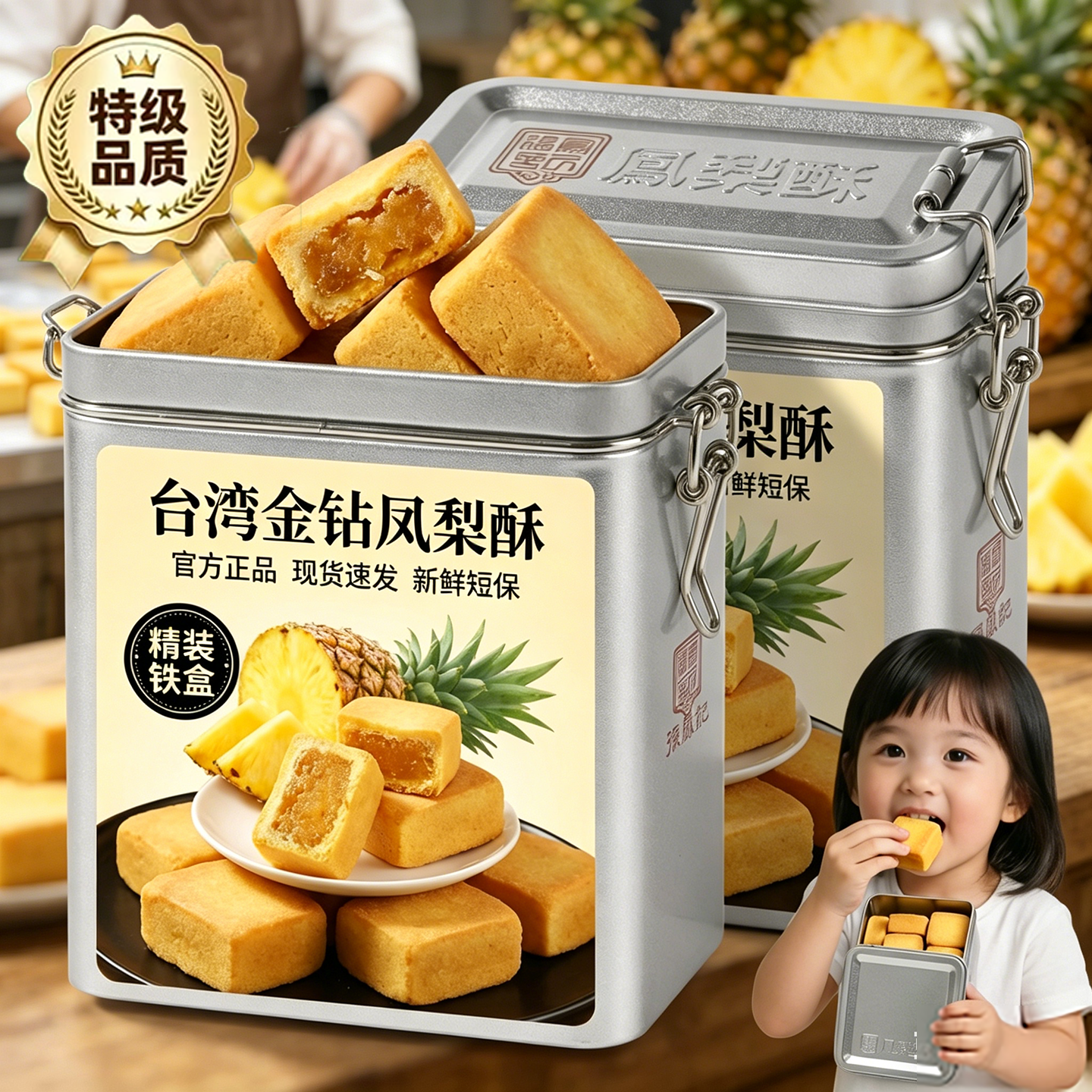 央妈推荐凤梨酥铁盒子原装进口台湾正宗凤梨酥中式糕点官方旗舰店