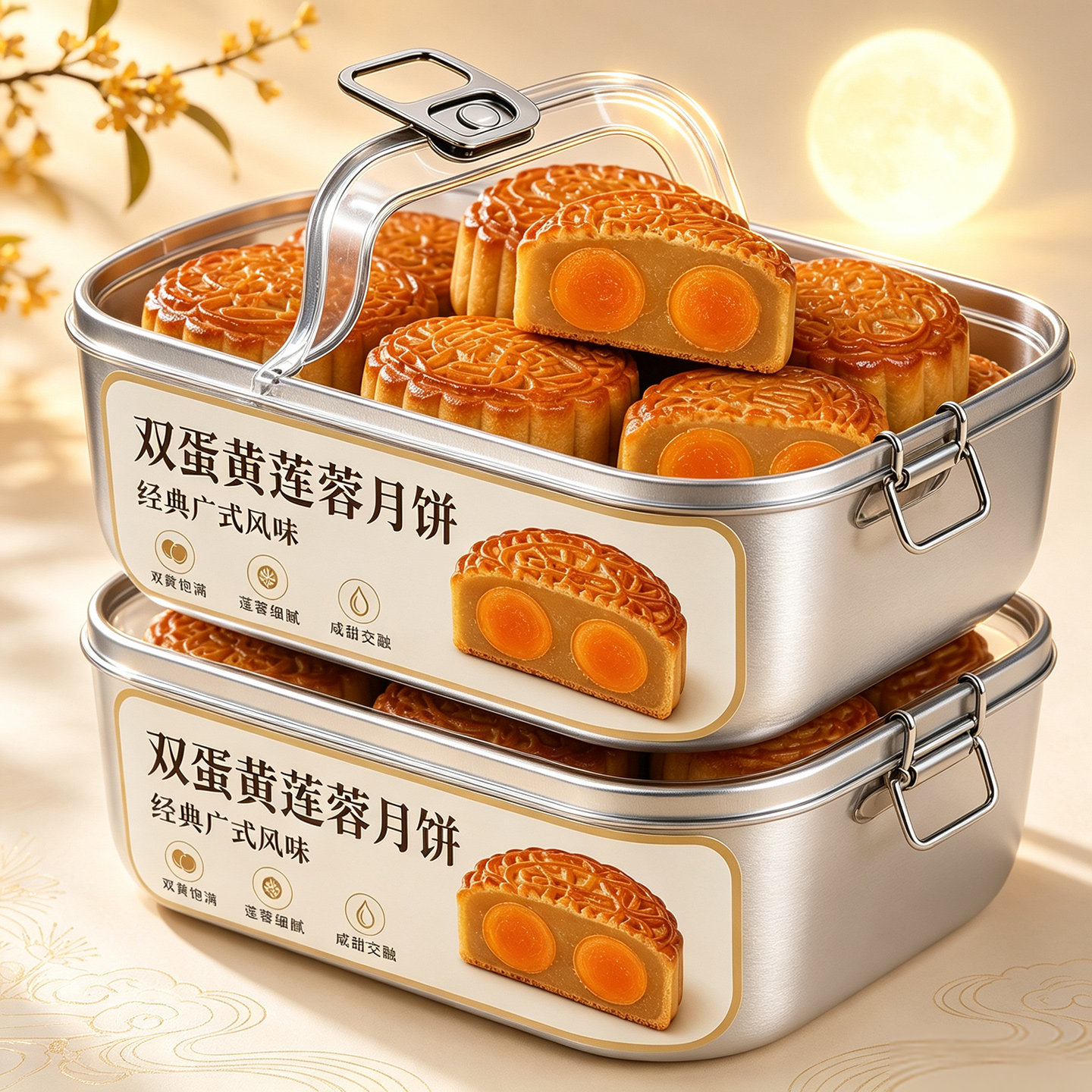 广式蛋黄莲蓉月饼传统老字号中秋节团圆纯手工糕点正品官方旗舰店