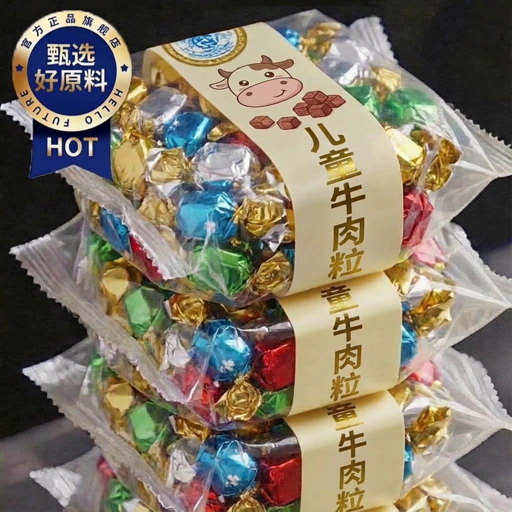 儿童牛肉粒官方旗舰店正品雪花牛肉粒年货零食无添加独立小包装