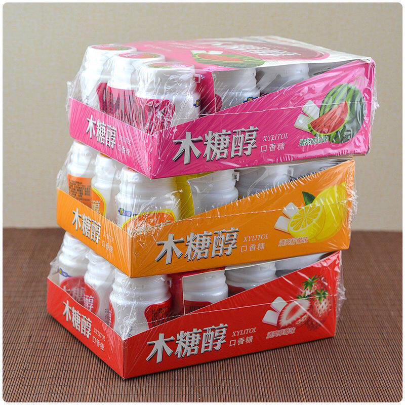 木糖醇口香糖草莓味泡泡糖清新口气水果 味泡泡