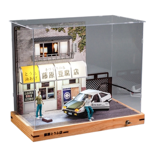 头文字D豆腐店场景男生福特玩具车仿真汽车模型摆件AE86合金车模