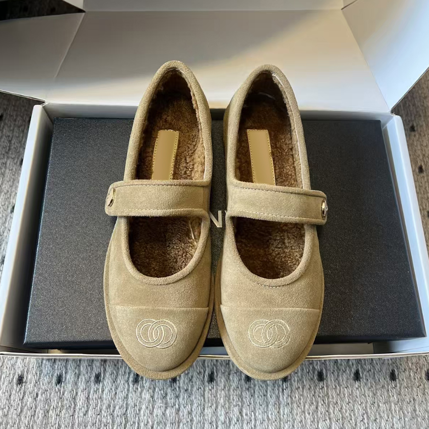 25B小香风芭蕾舞毛毛鞋