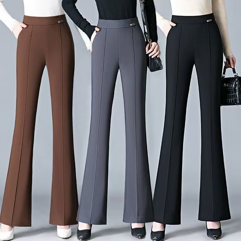 逸滟黛雅微喇裤女2025春秋新款高腰弹力垂感百搭洋气长裤喇叭裤子