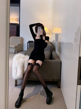 高筒夏季性感jk过膝袜防滑蝴蝶结大腿长袜黑丝白色长筒丝袜女薄款