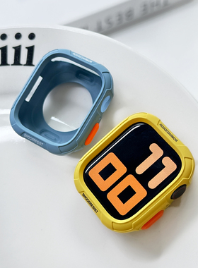 苹果手表s10保护套iwatch镭雕硅胶防摔壳适用applewatch789se半包