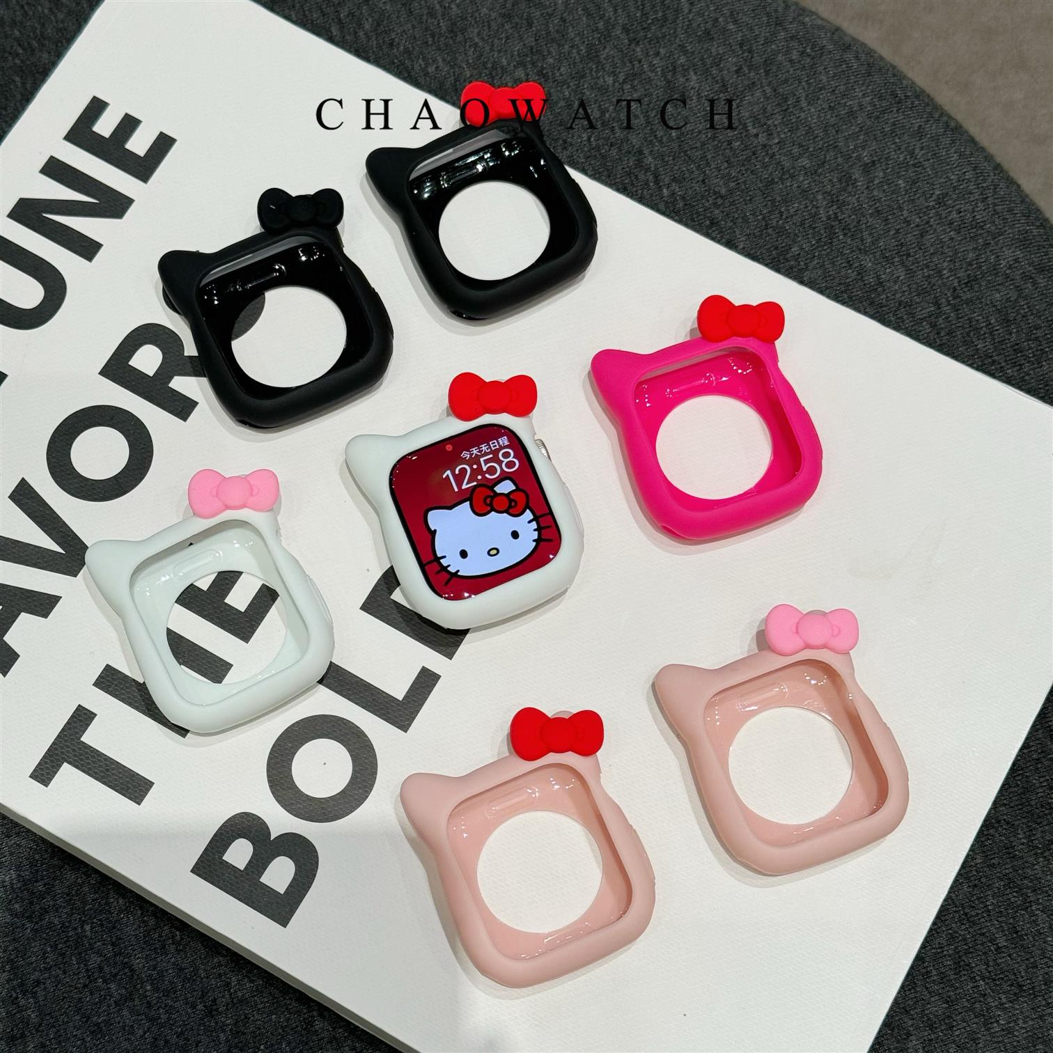 适用苹果手表s10保护壳apple凯蒂猫s9kt猫软壳iwatch876代女款se