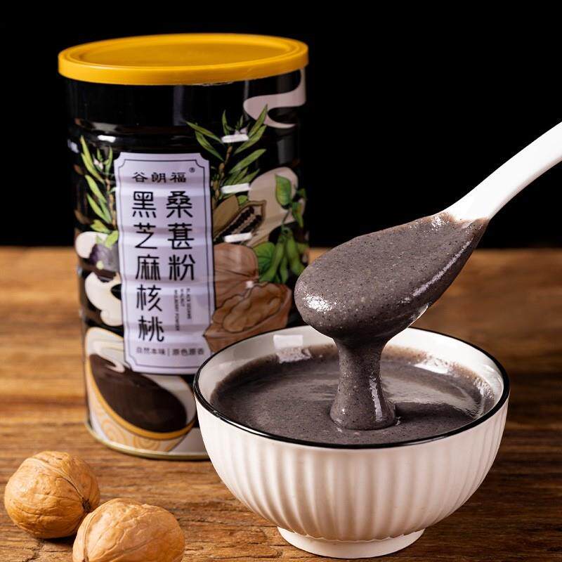 谷朗福黑芝麻糊核桃桑葚粉500g木糖醇五谷冲饮无添加剂代餐米糊