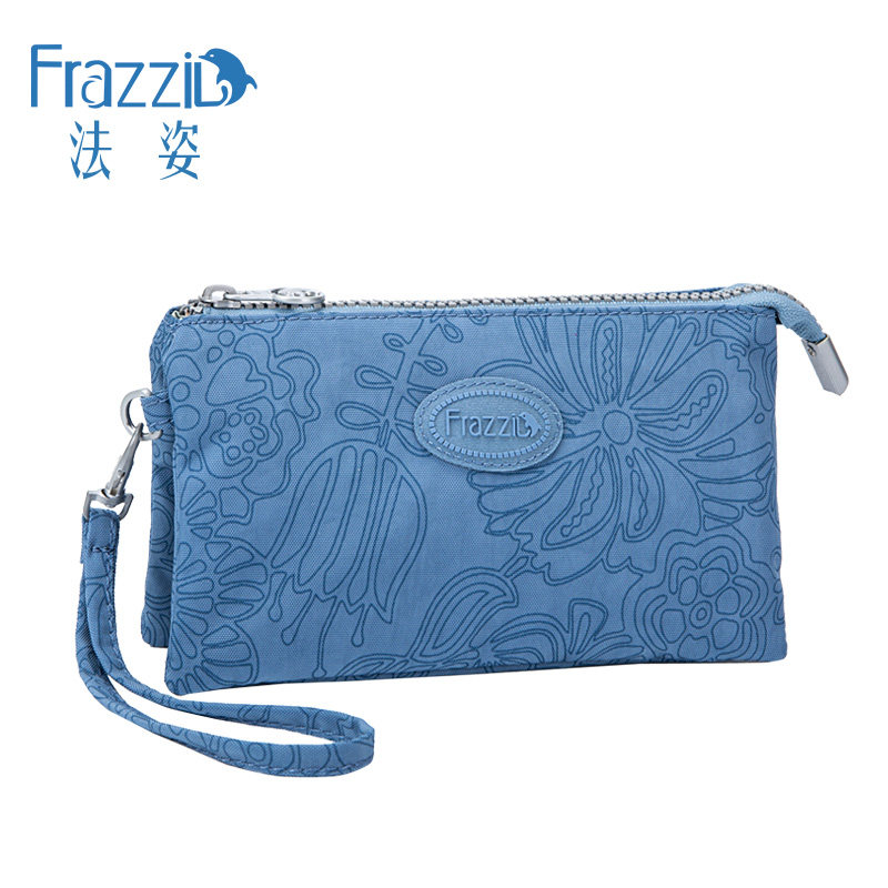 Frazzil/法姿手拿包女迷你小方包新款多层女尼龙帆布休闲手拎钱包