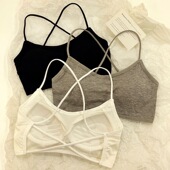 交叉露背心聚拢 爆款 性感美背内衣女吊带文胸一体内搭2025新款 夏季