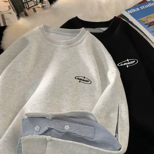 Комплект, демисезонная толстовка, утепленная универсальная куртка, в американском стиле, коллекция 2023, круглый воротник