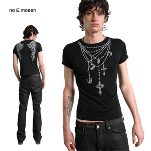 noE mosen NecklaCE 翅膀印花正肩修身 复古朋克街头短袖